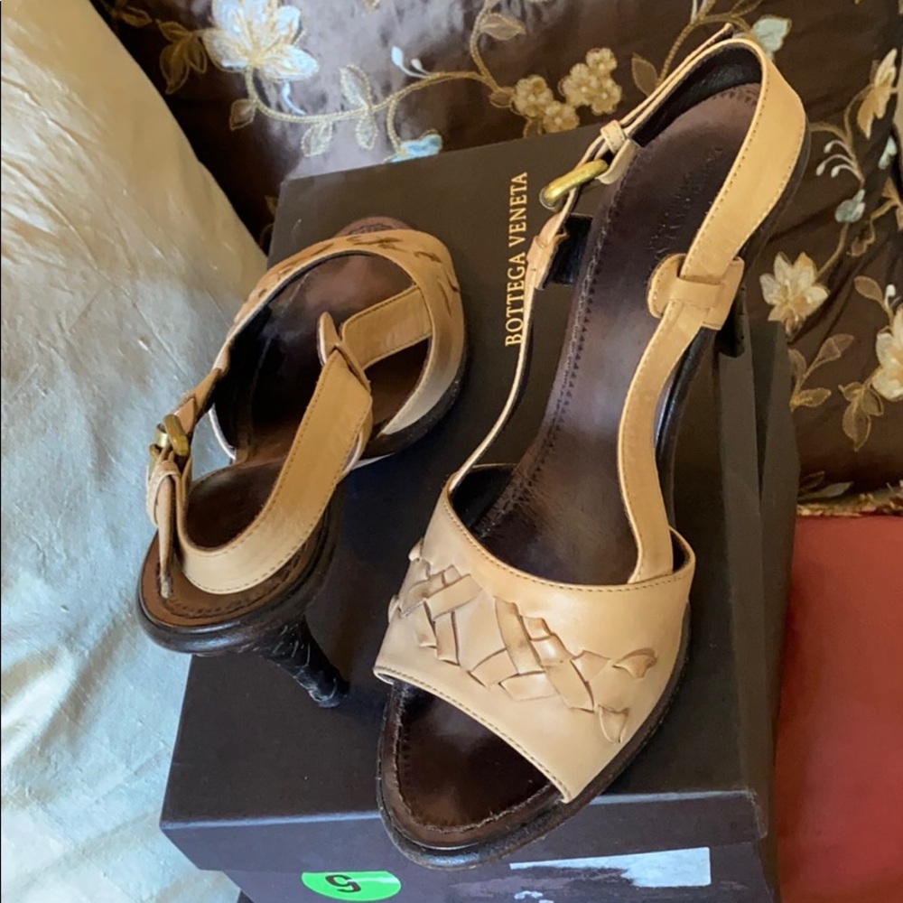 Bottega Veneta Tan Heeled Sandals